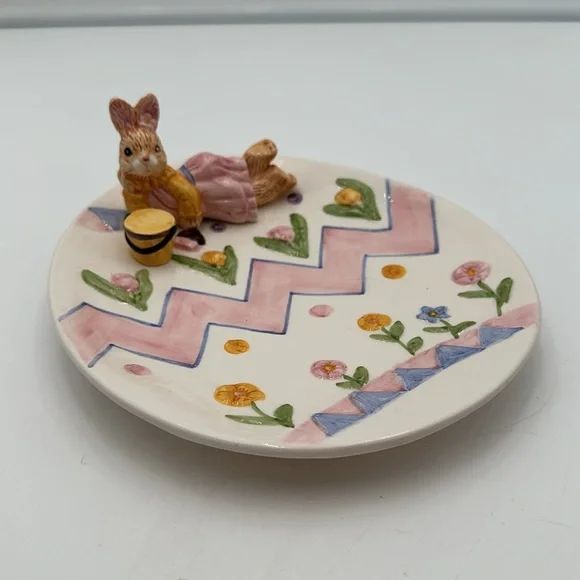 Vintage Fitz And Floyd Girl Bunny Platter - Picture 13 of 16